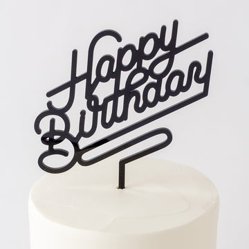 Happy Birthday Black Cake Topper
